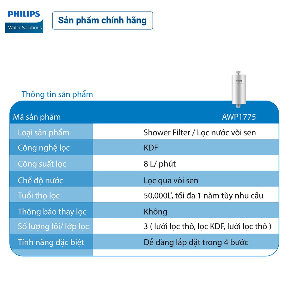Bộ lọc nước vòi sen Philips AWP1775