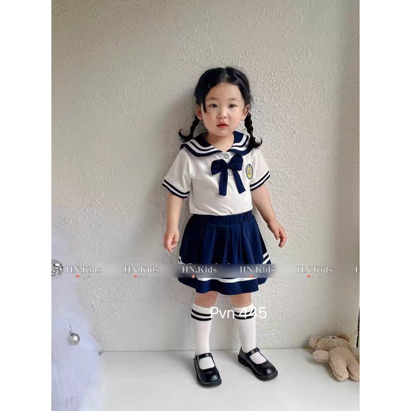 [SET BÉ GÁI] Bộ học sinh thuỷ thủ phối nơ xinh xắn cho bé gái (10-28kg)