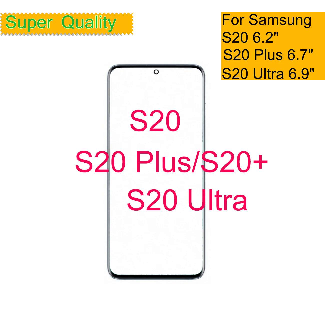 For Samsung Galaxy S20 Plus Ultra touch screen panel front outer LCD glass with OCA glue replacement