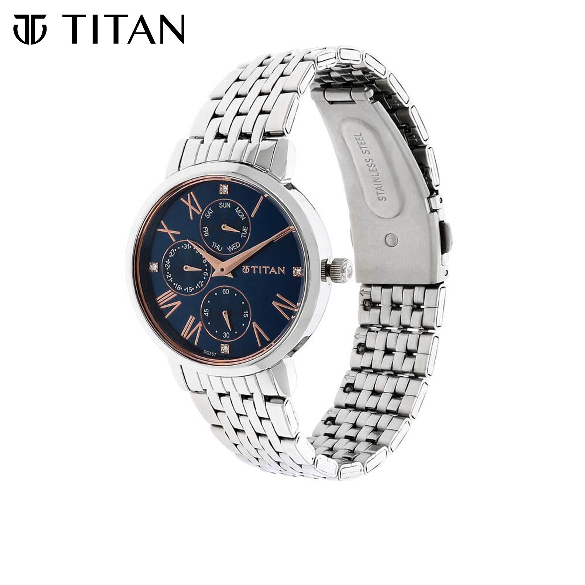 Titan Neo II Blue Dial Silver Stainless Steel Strap Analog Women's
