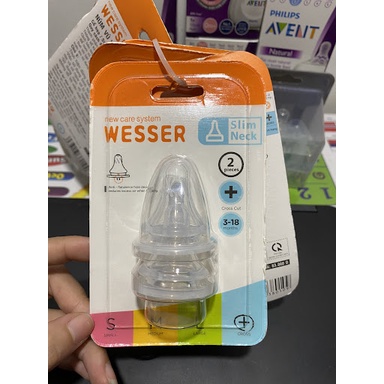 Núm ti núm vú cho bình sữa cổ hẹp Wesser - lẻ 1 cái