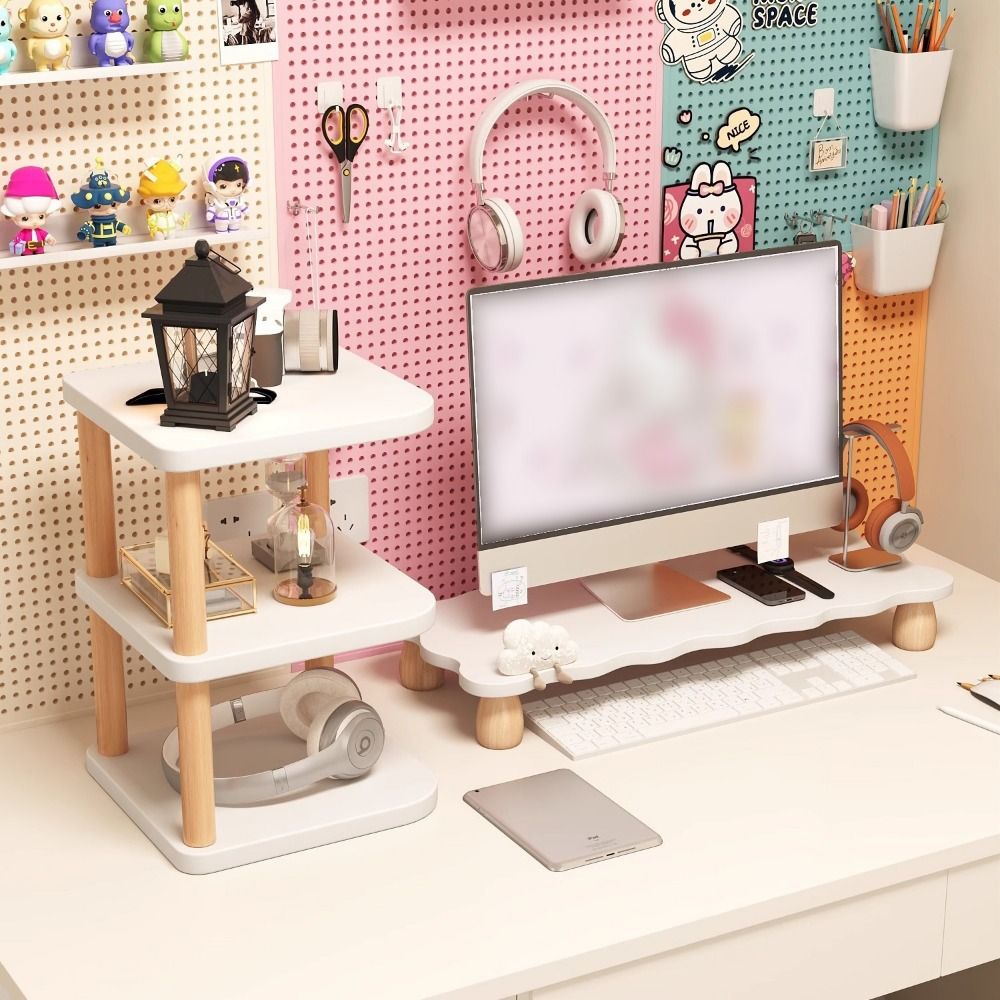 Mellow Racks Desktop Exquisite Wood Desktop Computer Heightening Rack Comfortable Viewing ...