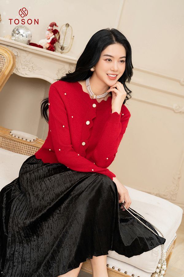 [FREESHIP 0Đ] Chân váy nhung đen dập ly (SXTN) 33005B93 Toson