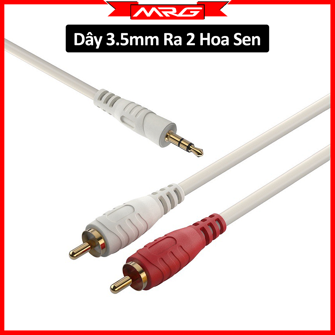 Dây Audio 3.5 Ra 2 Đầu AV/Hoa Sen, dài 1.8met-3met-5met | dây 3 5mm ra av, dây loa jack 3.5 ra 2 av, dây audio 3.5mm sang 2 rca.