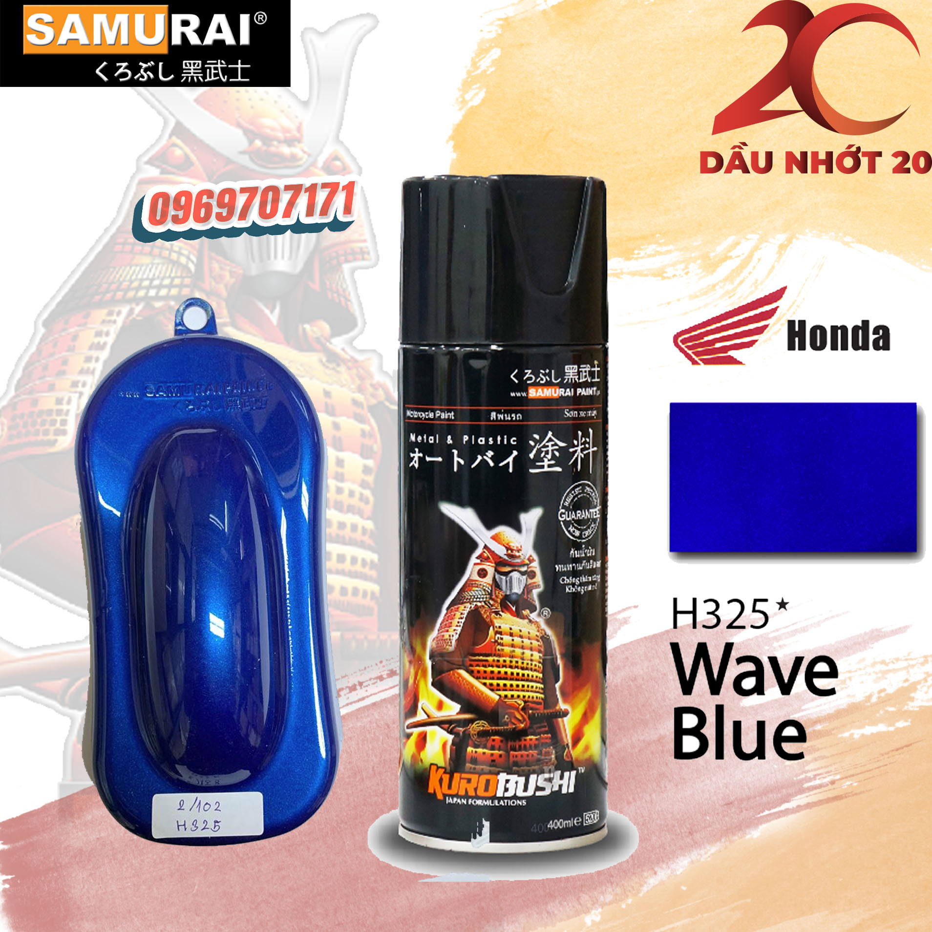 [HCM]H325 Sơn xịt Samurai H325 màu Xanh Wave