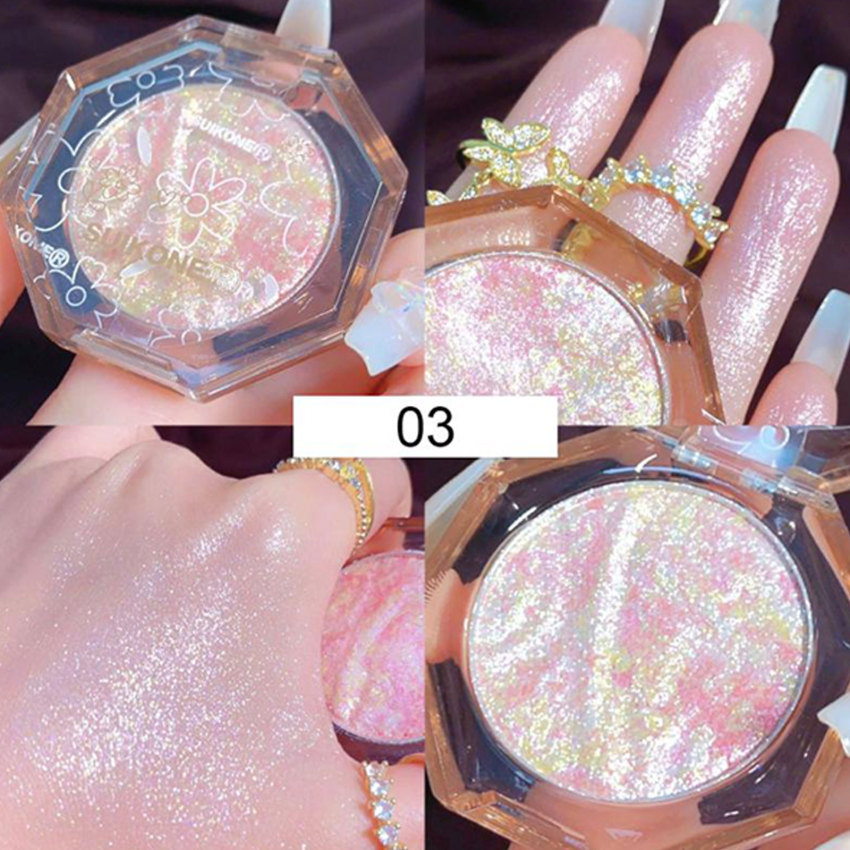 Diamond Highlighter Powder Palette Glitter Face Contour Makeup Waterproof Shimmer Illuminator Brighten Highlighter Cosmetics
