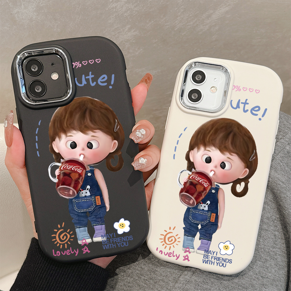 AMORVOR%20Case%20for%20Vivo%20Y02%20Y02A%20Y02T%20Cute%20The%20Little%20Girl%20Drinks%20Cola%20Back%20Cover%20Pattern%20Luxury%20Plating%20Metal%20Lens%20Soft%20Liquid%20Silicone%20Case%20-%20Image%203