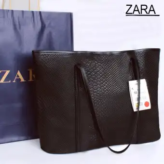 ZARA Snakeskin Texture Shopper Tote Bag 