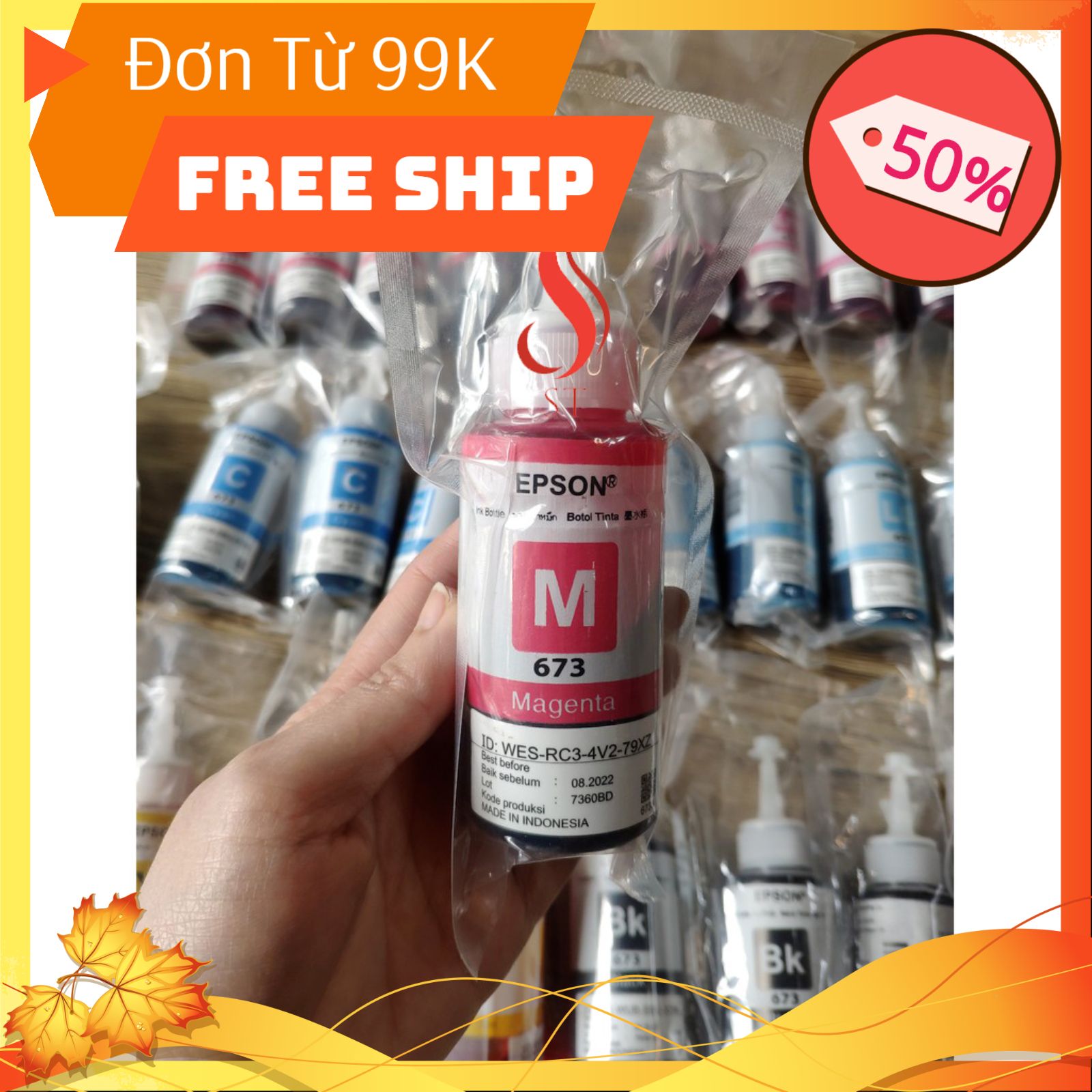 [NEW] Bộ Mực 673 Epson 6 Màu (Cho L800 / L805 / L1800 /T50 / T60 / 1390 / 1430) ❤️FREESHIP❤️ Hàng Bóc Máy Zin