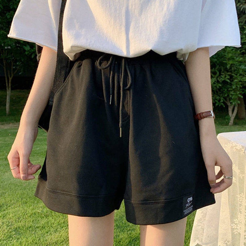 Quần short nữ cạp chun gắn logo 2 màu
