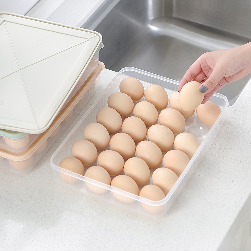 24 Grids Plastic Egg Storage Containers Box Refrigerator Organizer Drawer Egg Fresh-keeping Holder Tray Kitchen Outdoor Egg Case.