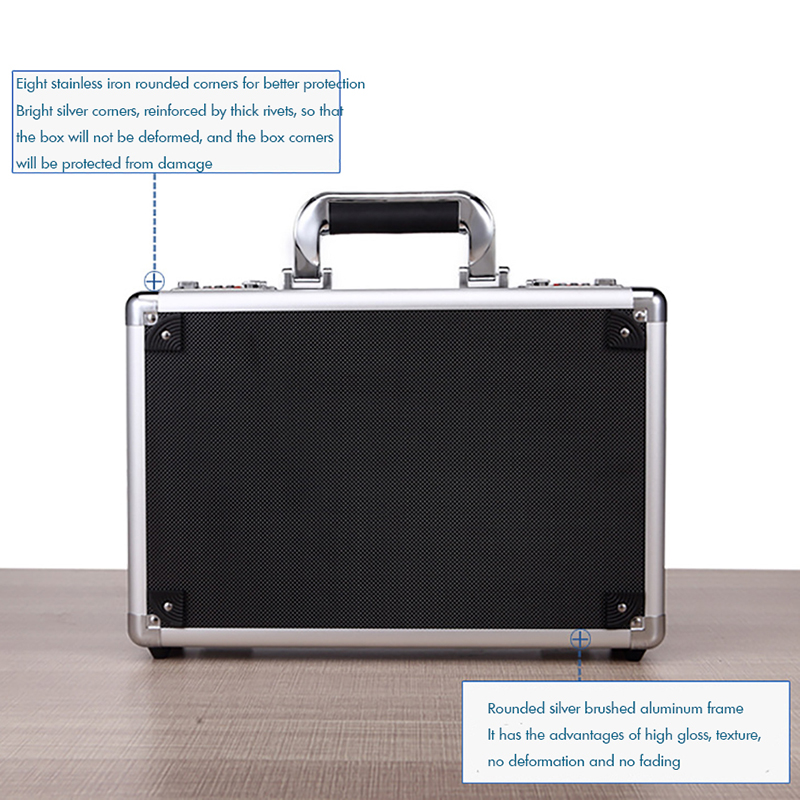 【original】 Portable Metal Toolbox Black/Silver Equipment Organizer Holder.