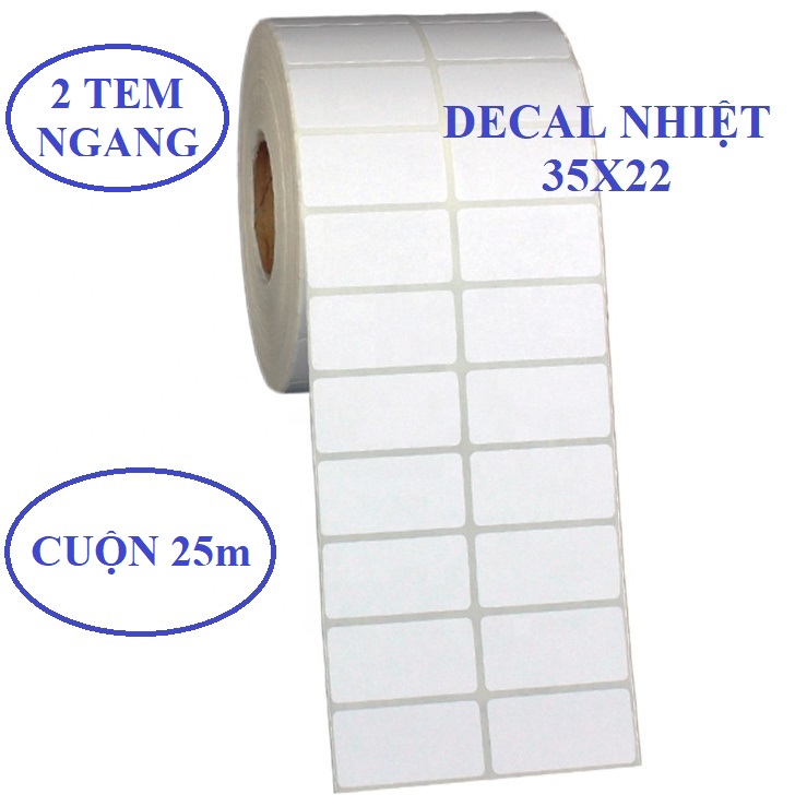 Decal in tem mã vạch nhiệt 35x22 [2 Tem - 25m - 2000 Tem]