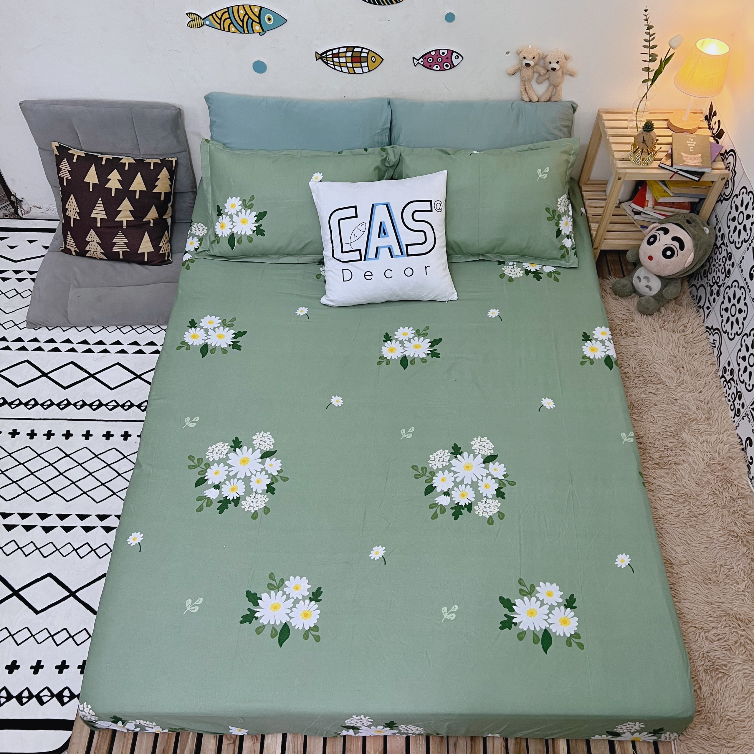 Bộ Ga Giường Kèm 2 Vỏ Gối Nằm Cotton Poly CAS Decor Đủ Kích Thước 1m2 , 1m4 , 1m6 , 1m8 , 2m , 2m2