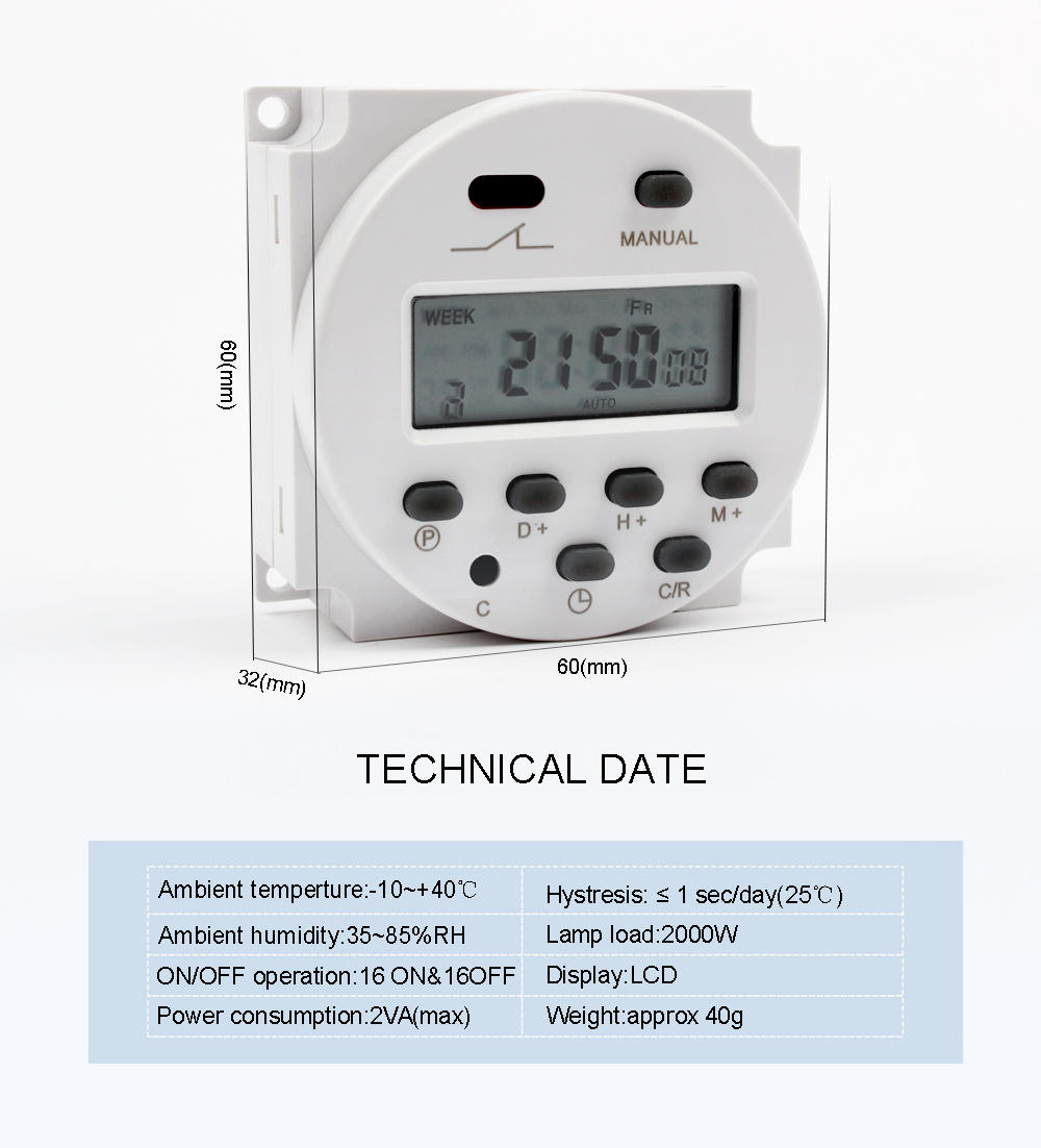 【InnovateWorld】CN101A AC 220V 230V 240V 8A TO 16A Time Switch Relay ...