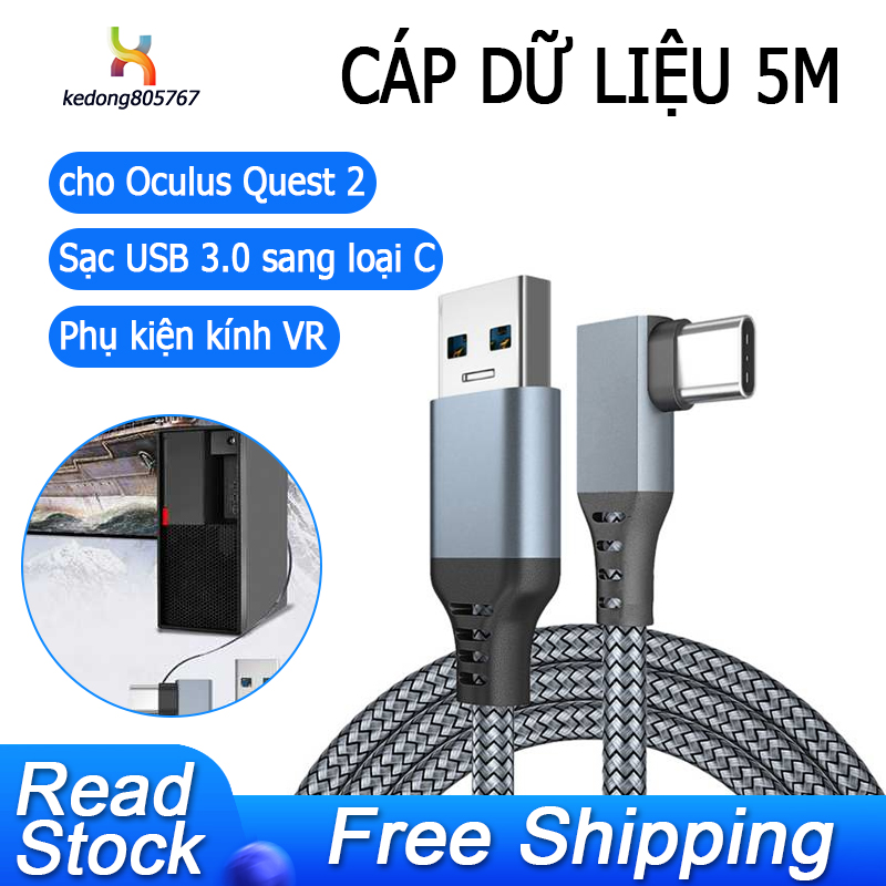 Cáp dữ liệu 5m cho tai nghe oculus quest 2 usb 3.0 to type c cáp dữ liệu sạc phụ kiện kính vr, oculus quest 2