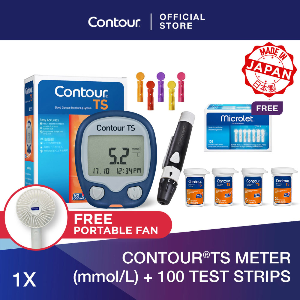 Contour TS Blood Glucose Meter (mmol/L) + 100 Test Strips + 100 Microlet Lancets Lazada Singapore