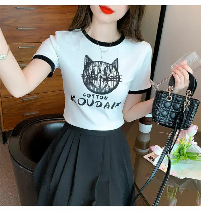 Áo thun nữ croptop form ôm in hình siêu xinh