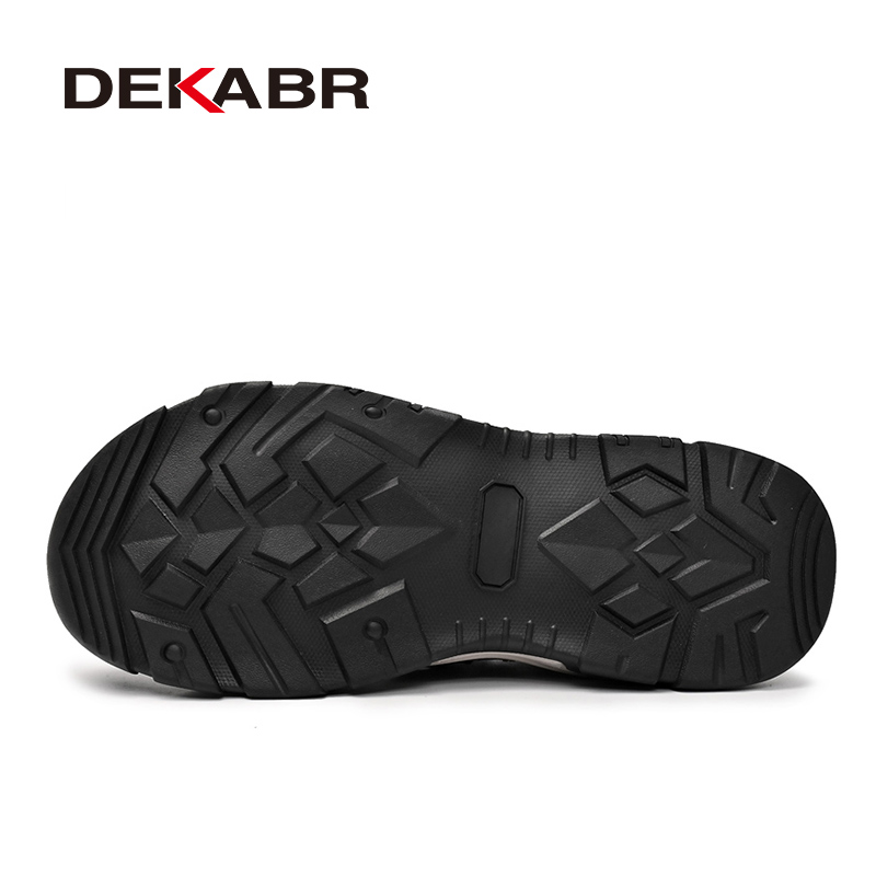 DEKABR New Casual Sandals Shoes For Men Summer Breathable Comfortable Adjustable Mesh With Genuine Hide Beach Sandals Men. 