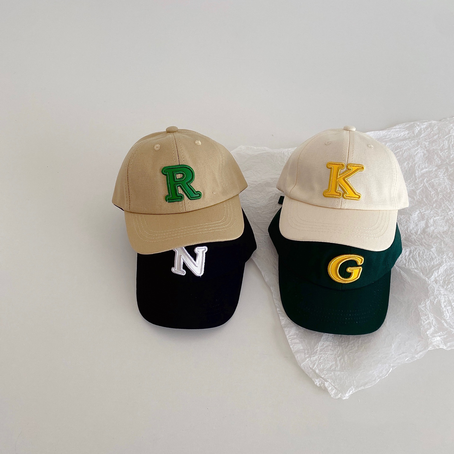 Solid Letter P Kids Baseball Cap Simple Embroidered Boy Girl Sun