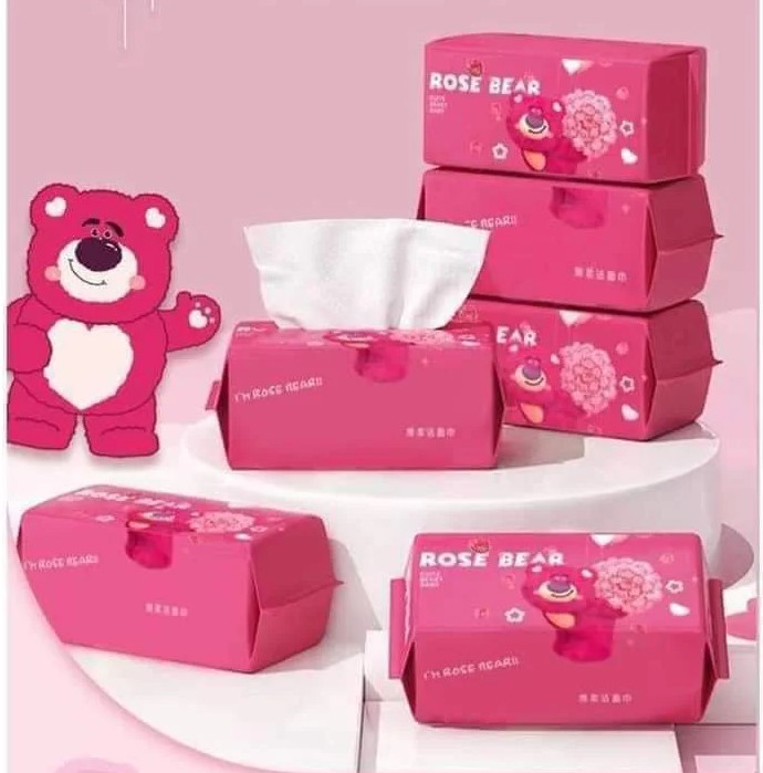 Khăn mặt khô đa năng gấu dâu ROSE BEAR