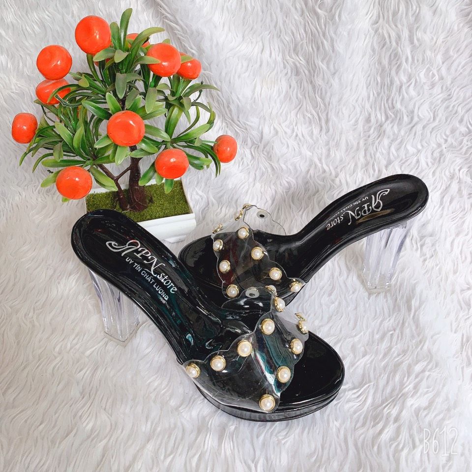 Dép Cao Gót Trong 10phan Meca Bản Trong Đính Châu