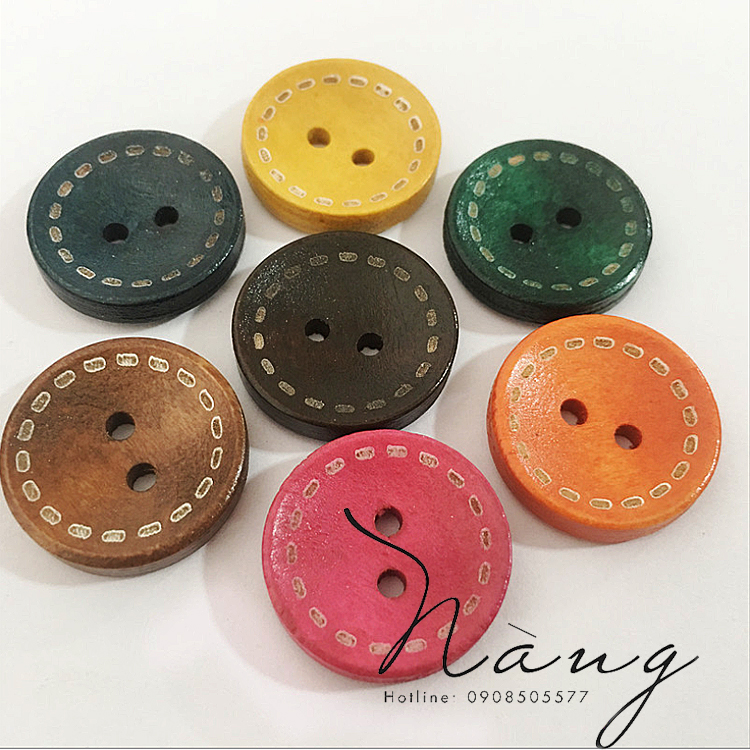 Set 50 Nút Gỗ Tự Nhiên Nút Gỗ Màu (20mm) - Mẫu 2