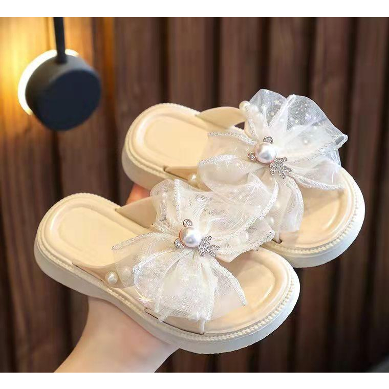 Dép bé gái sandal cho bé nơ ngọc DLG04
