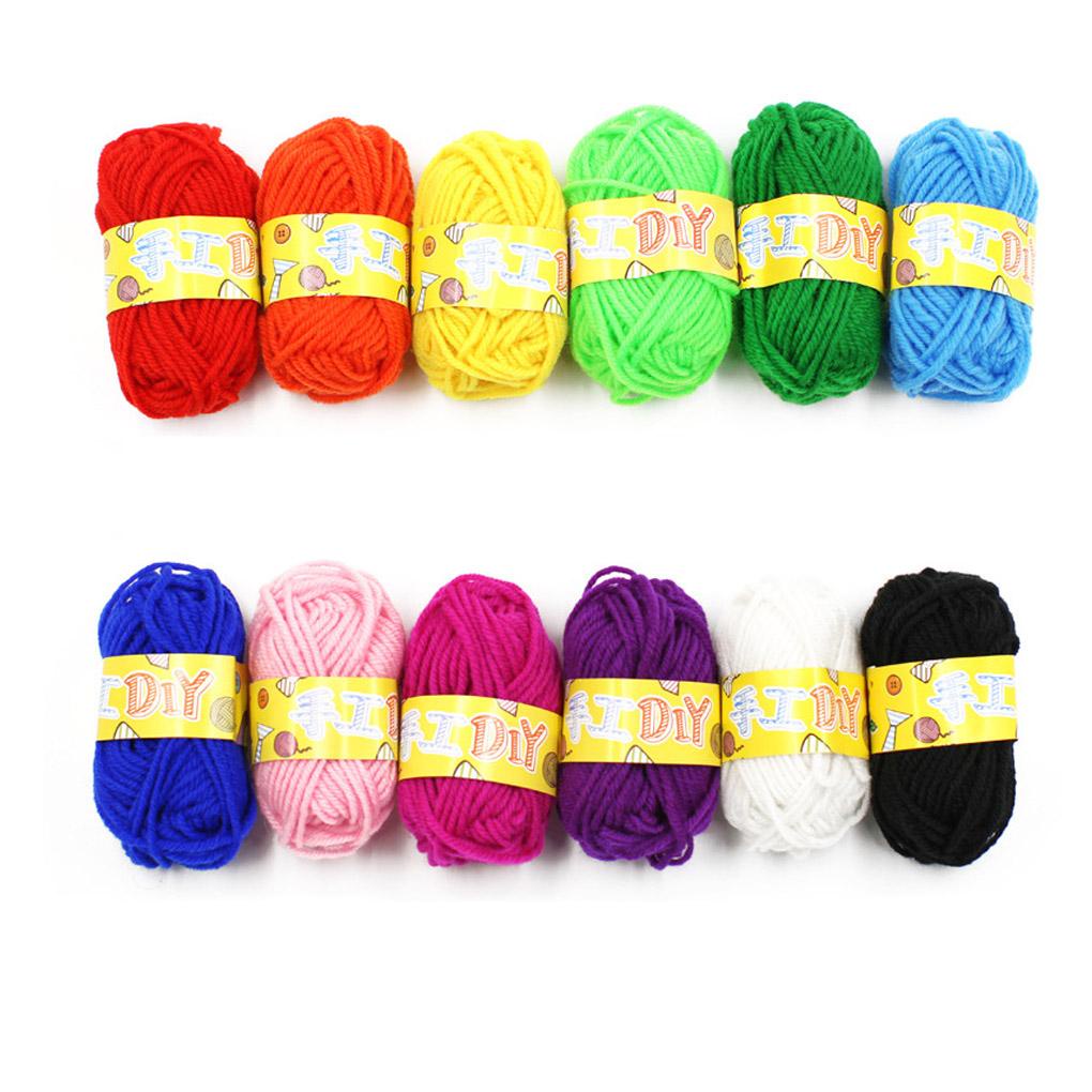 Set 12 Cuộn Len Đan Thủ Công Nhiều Màu Sắc