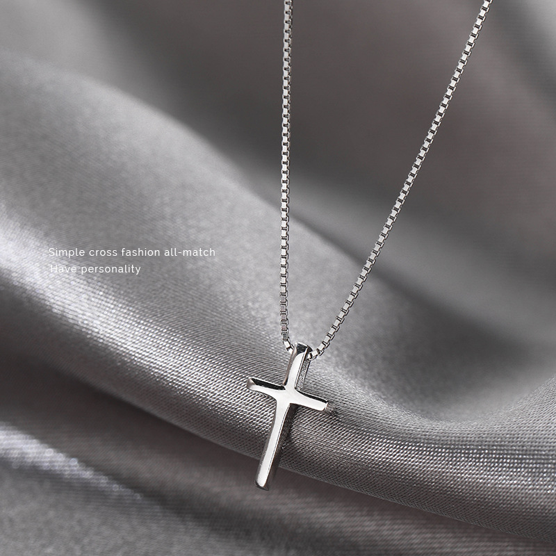 Pure silver cross necklace on sale mens