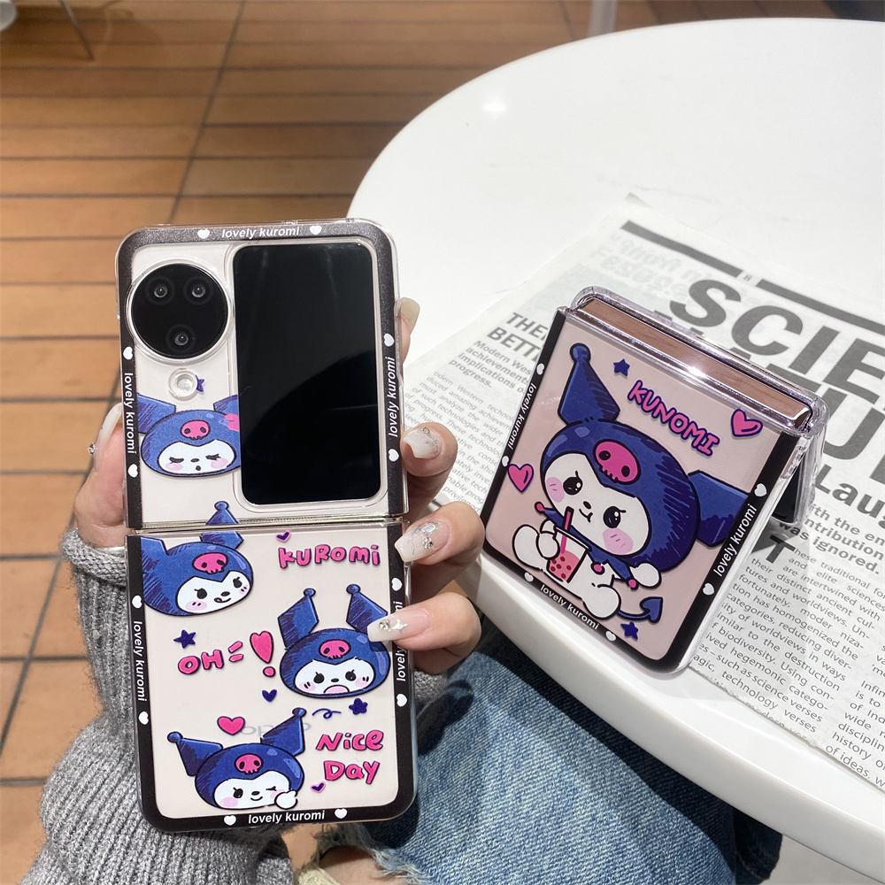 For Oppo Find N3 Flip Phone Case Oppo Find N2 Flip 2024 New Fashion Painted Cute Cartoon Kuromi PC Transparent Phone Protection Shell