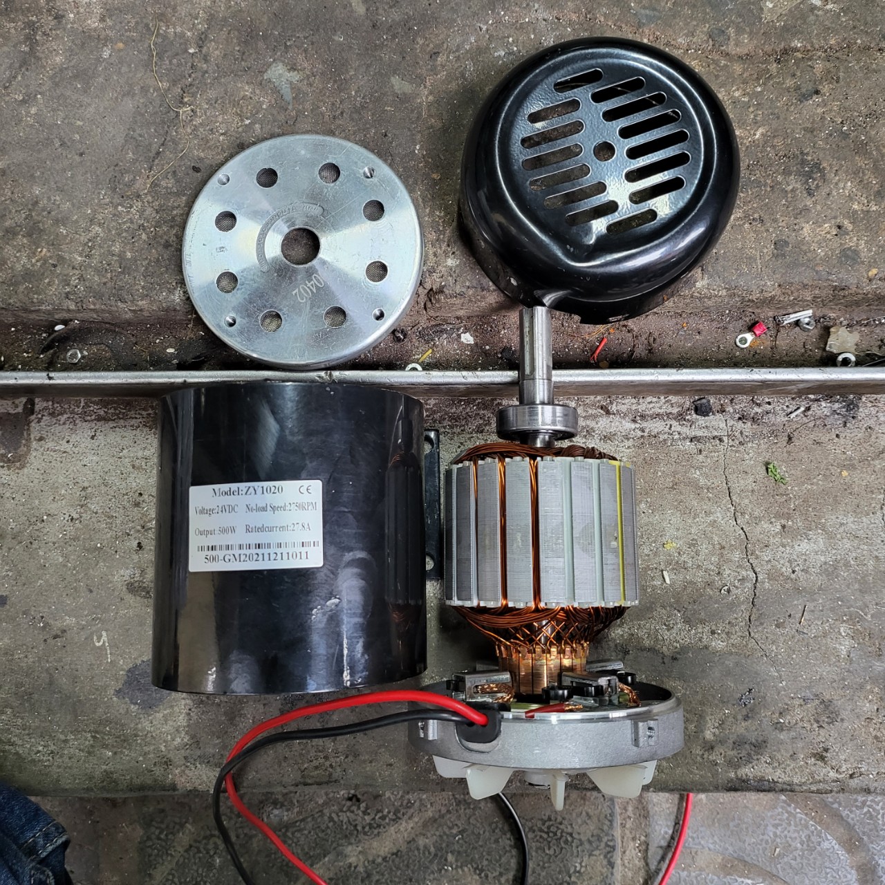 Motor DC 24v 500w có cánh làm mát motor