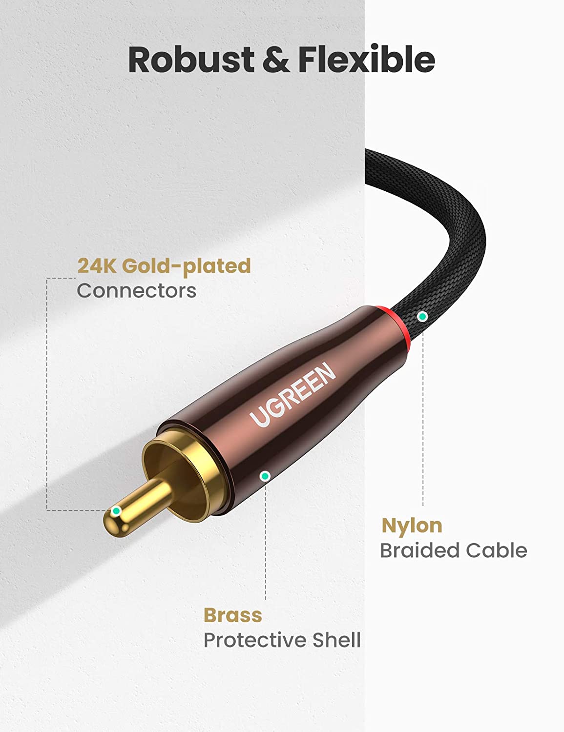 Dây cáp 2RCA sang Lightning dạng dù bện UGREEN AV166