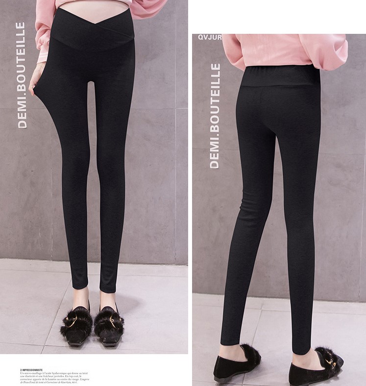 Quần bầu legging ( Dài - Cạp Chéo ) chất cotton co giãn 4 chiều cho mẹ bầu