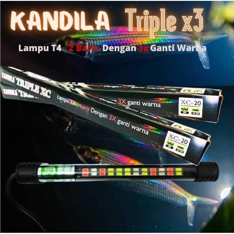 Lampu LED Celup Aquarium Aquascape KANDILA TRIPLE XC 50 3X GANTI WARNA