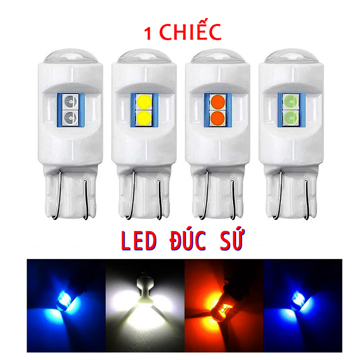 Đèn led đúc sứ 6 tim chân t10 gắn demi xi nhan