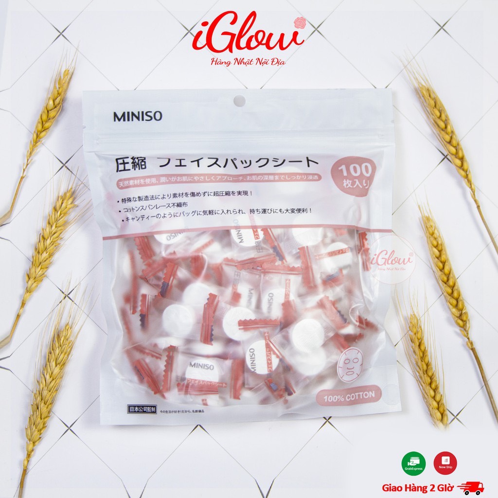 Mặt nạ nén Miniso Nhật Bản túi 100 viên