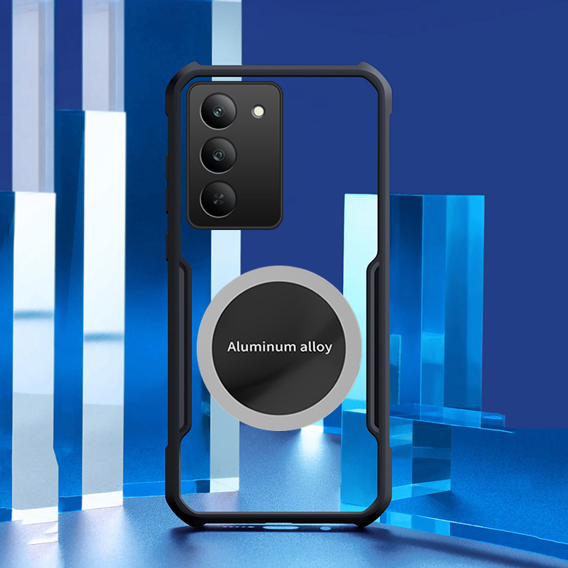 For Realme C75X Phone Case Ultra Thin Clear Transparent Car Navigation Matel Radiating Ring Soft Air Cushion Shockproof Armor Cover for Realme C75 Cover Casing HP.