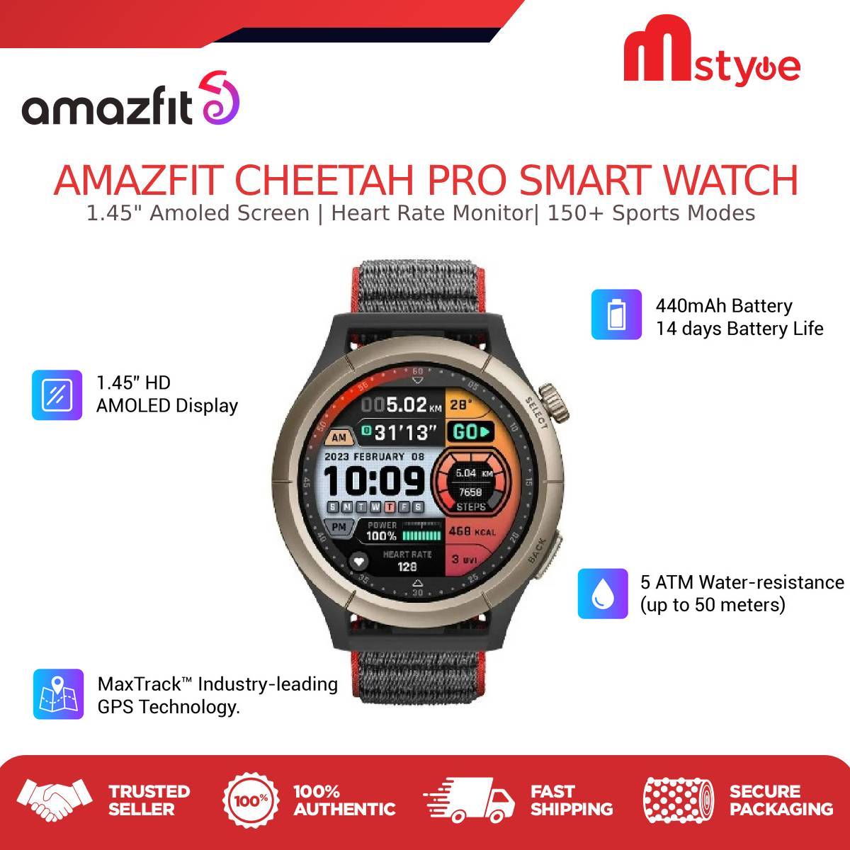Amazfit Cheetah Pro A2292 Smartwatch, 1 Year Official Amazfit Malaysia  Warranty