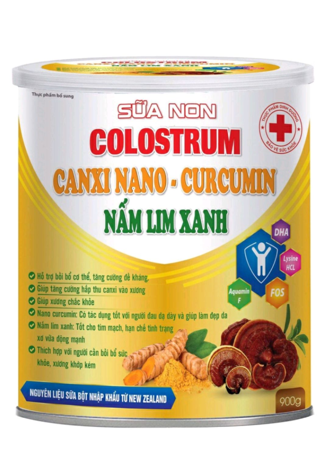 900gr, Date T3.2024 Sữa non Colostrum- Canxi nano- Curcumin- Nấm Lim xanh