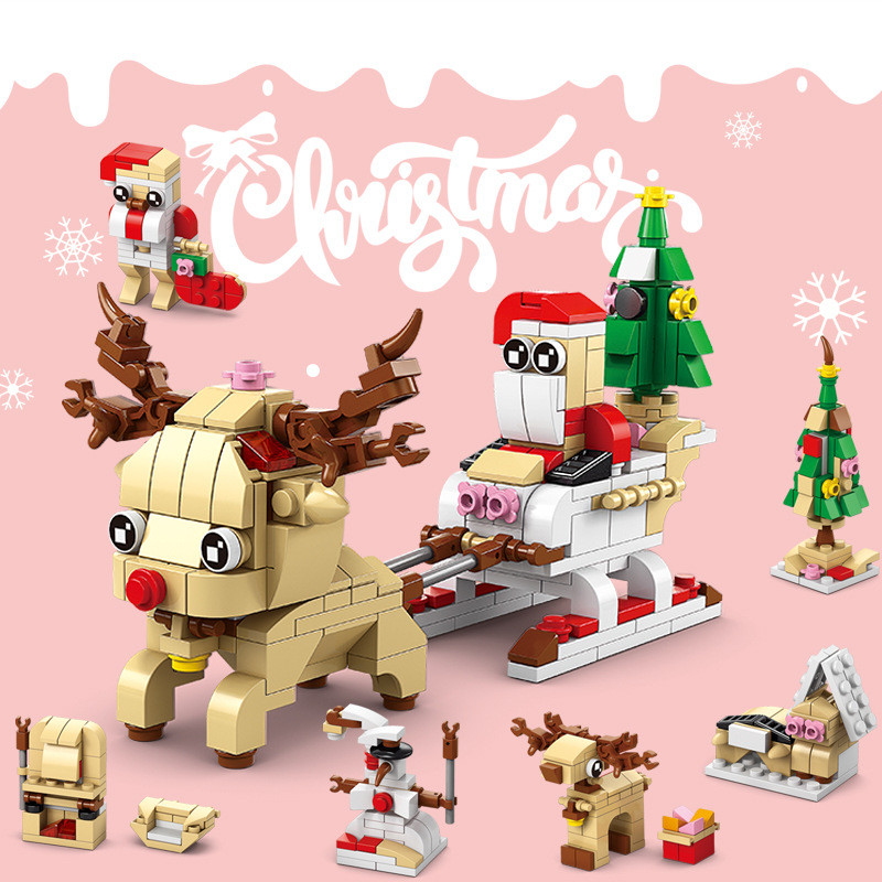 DIY 6 in 1 Christmas Elements Building Blocks Toys Elk and Santa Claus ...