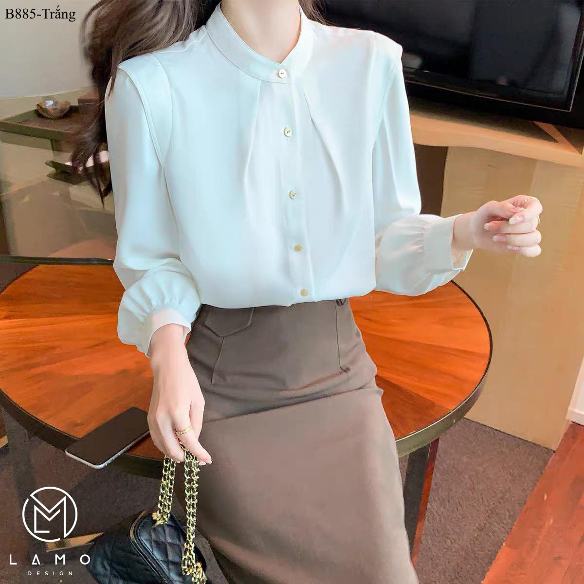 Áo sơ mi công sở nữ lụa Hawai sang trọng -B885