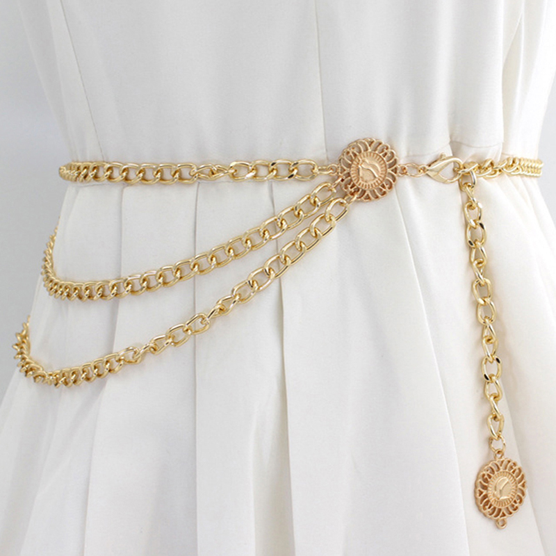 Metal Waist Chain Women Long Tassel Waist Chain Belt Multilayer
