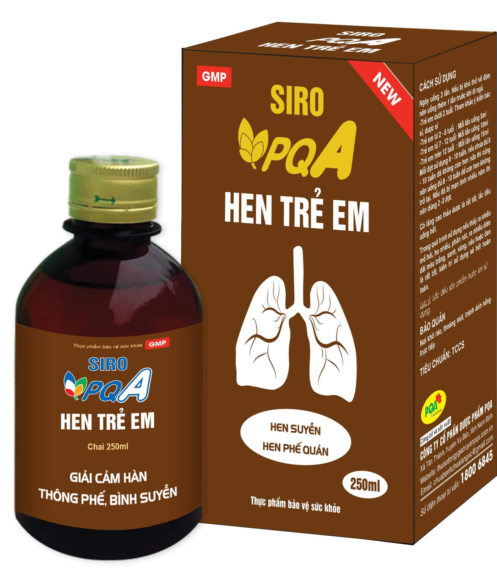 Siro hen trẻ em pqa hỗ trợ bổ phế và giảm triệu chứng ho do viêm phế quản hộp 250ml, dược phẩm pqa