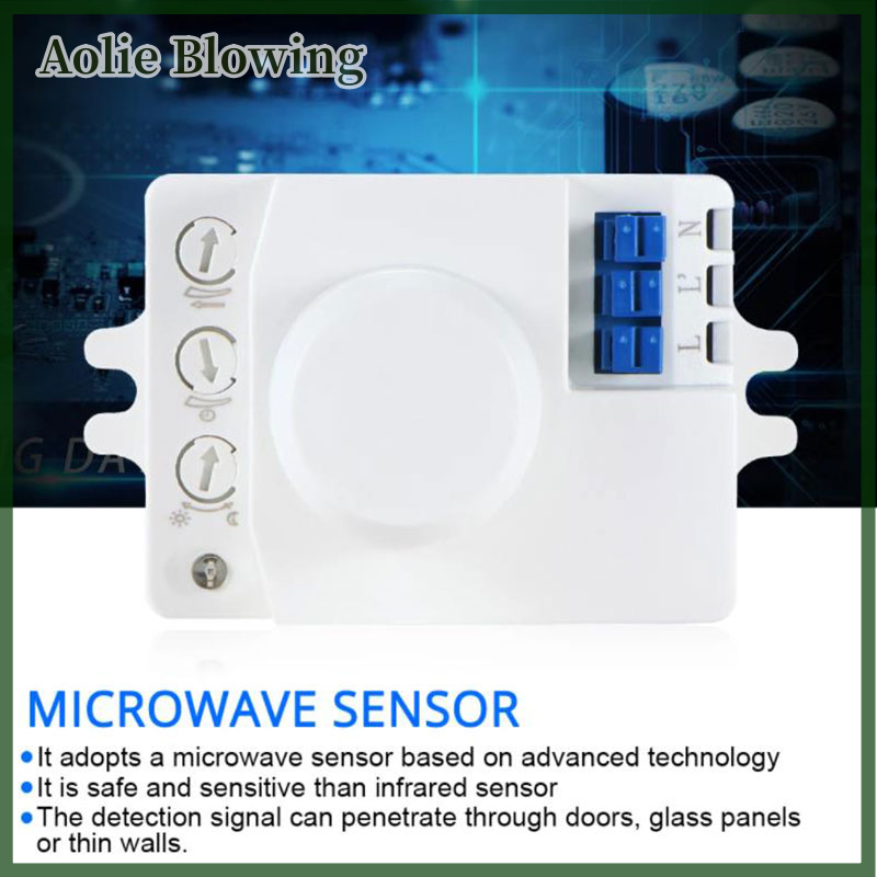 Aolie Microwave Sensor Switch 5.8ghz HF 220V LED 360 Degree Radar Motion Body Sensor