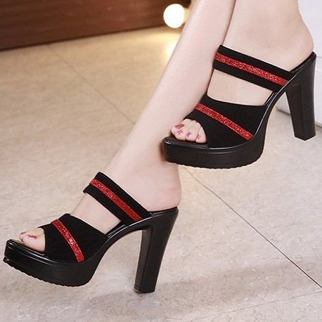 Dép cao gót 2 quai cao 10p cao cấp