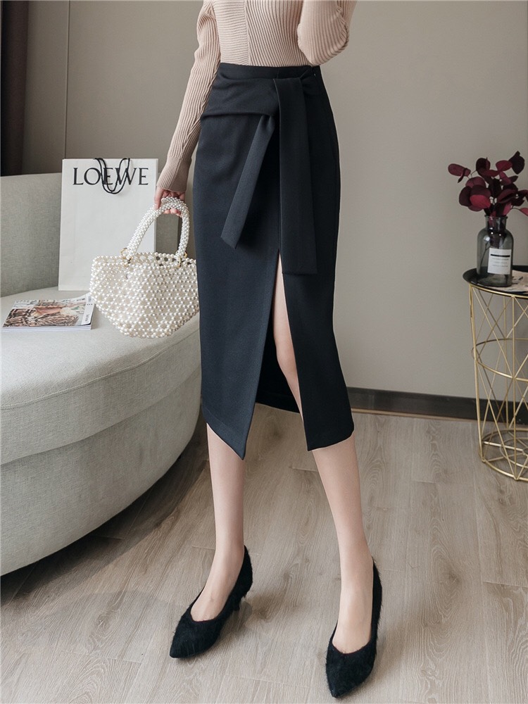 Chân váy xẻ tà cột nơ cao cấp_[Giá gốc tận xưởng]