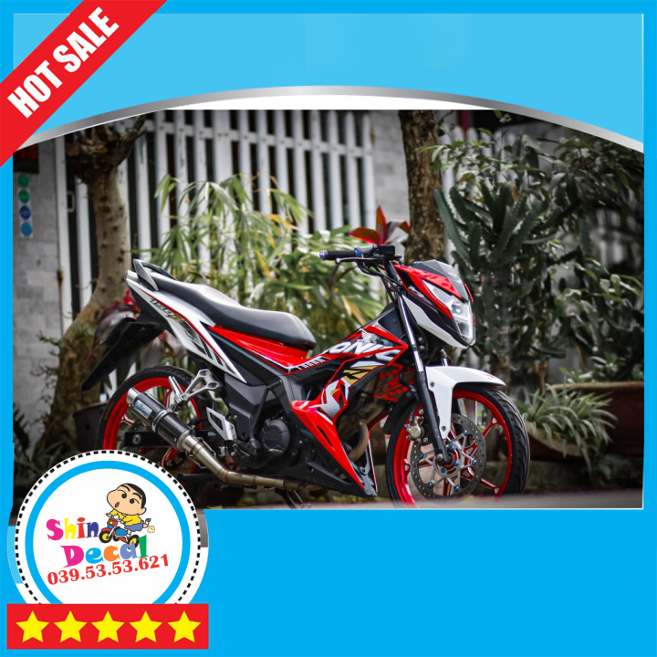 Tem rời dán xe sonic mẫu đỏ trắng đen chữ sonic 150r