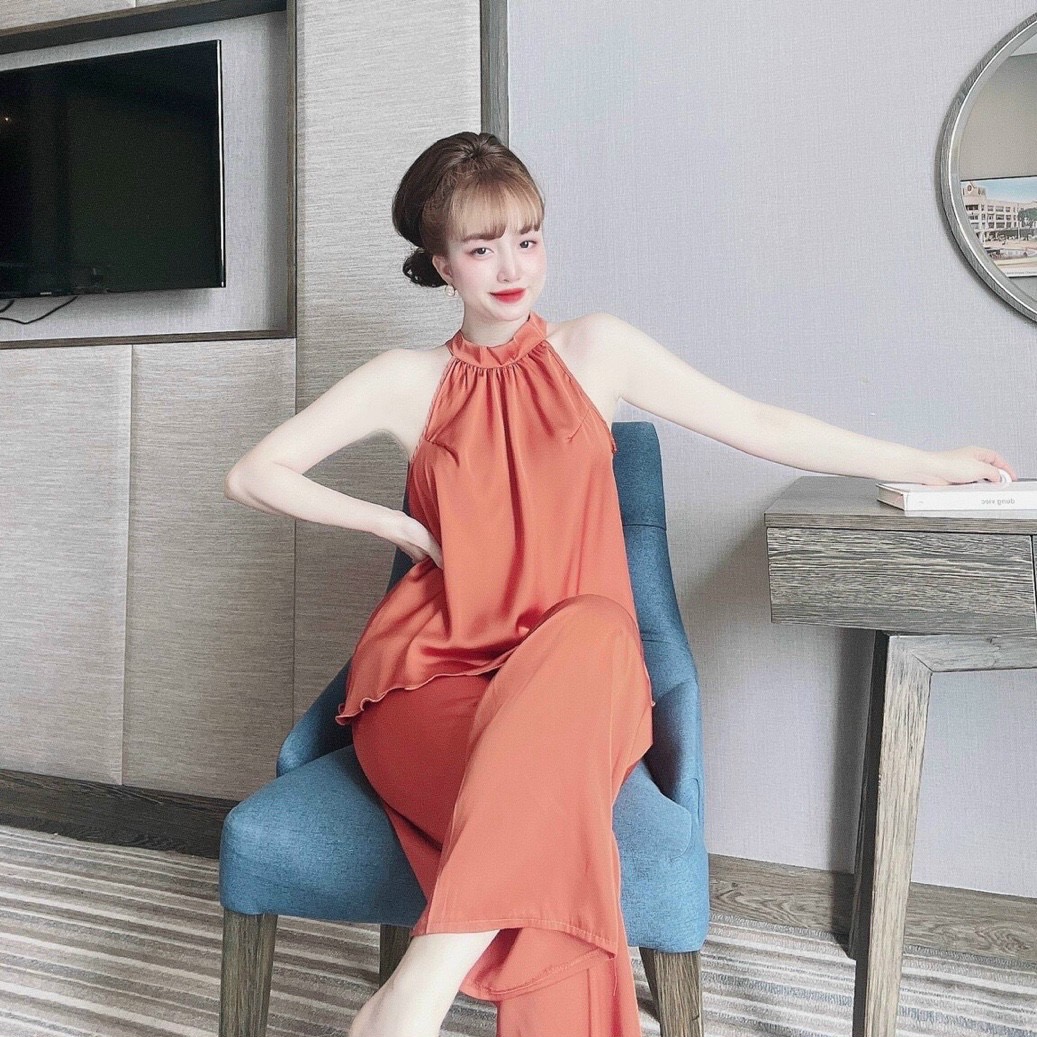 Sét bộ satin cổ yếm cao cấp-TH