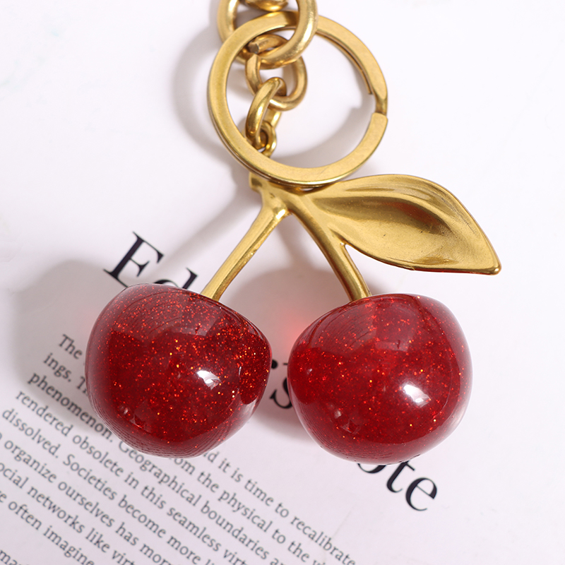 Exquisite Crystal Cherry Keychain Red Fruit Cherry Keyring Women Handbag Backpack Pendant Fashion Bag Ornament TAOPA. 